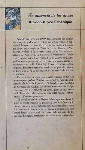 En Ausencia De Los Dioses Alfredo Bryce Echenique