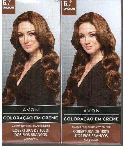 2 Kit Tinta Coloração Em Creme Cabelos Chocolate 6,7 Avon Tom 1 Preto