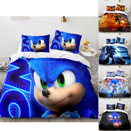 Fundas Nórdicas Sonic De 3 Piezas, Fundas De Almohada Con Es