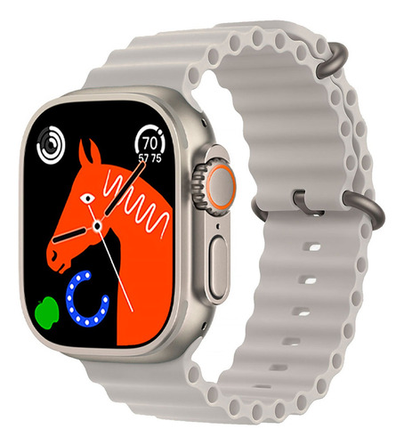 Smartwatch T800 Ultra Séries 8 Relógio Inteligente Caixa Cinza Pulseira Cinza Desenho Da Pulseira Ondulada