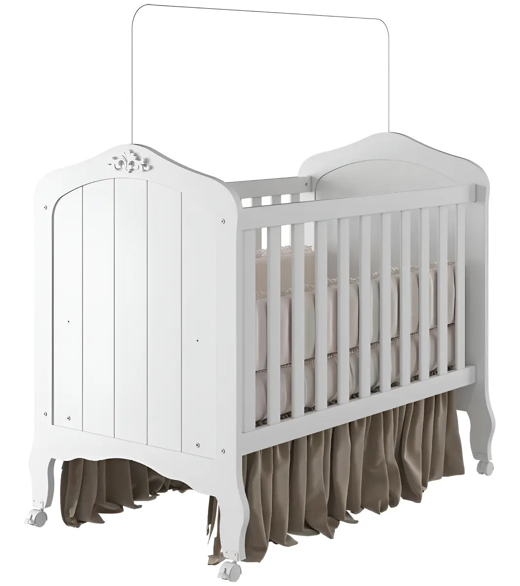 Berço Americano De Bebê Provençal Branco Mdf Vira Mini Cama Permóbili