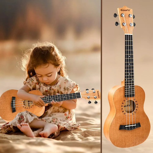Kit WeluvFit Q349 De Soprano Concierto Acustico 23in Universal Ukelele Pro Y Con Bolsa Correa Cuerda De Nylon Afinador Púas Paño 15 Accesorio