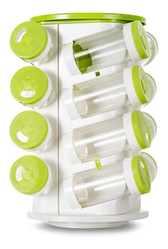 Especieros Condimenteros - Set De 16 Frascos Giratorio Color Verde