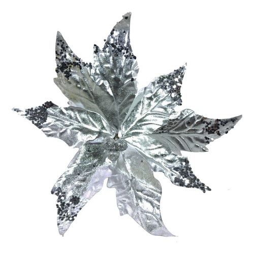 Flor Adorno Arbol Navidad 24 Cm Plata X3 U. - Sheshu Navidad