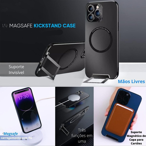 Capa Case Magsafe Luxo Suporte Embutido P/ iPhone 14 Pro Max