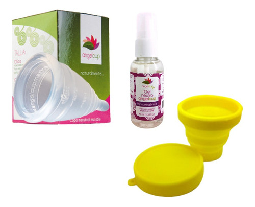 Copa Menstrual Ángel Cup + Vaso Esterilizador+ Gel Chico Color Chica