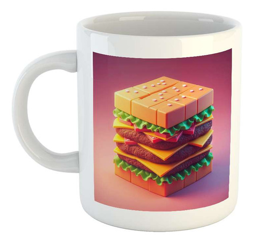 Taza Ceramica Hamburguesa Burger Arte Para Bar Food M3