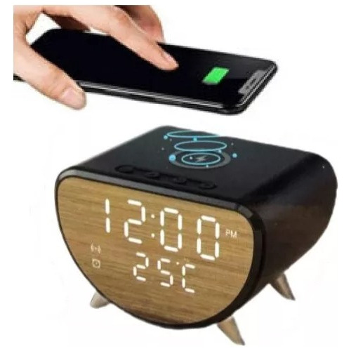 Reloj Despertador Digital Cargador Inalámbrico Termómetro