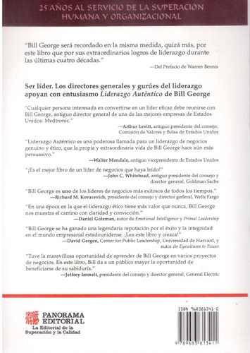 Liderazgo Autentico: Redescubrimiento De Los Secretos Para Crear Un Valor Duradero, De Billgeorge. Editorial Panorama, Tapa Blanda En Español, 2008