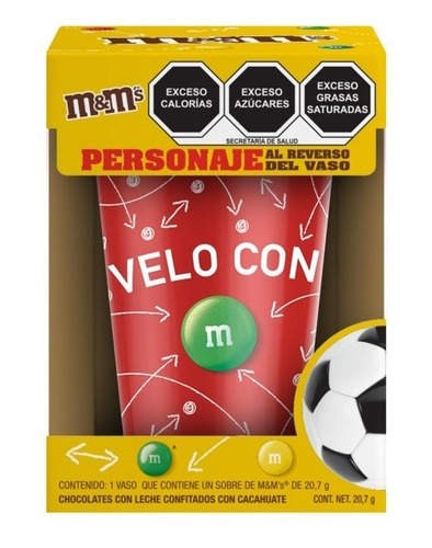 Vaso Mundial Futbol Soccer M&m's Plastico Rojo