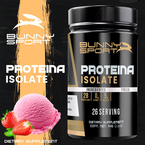 Bunny Proteina Isolatada 1 Kg Cero Carbs Varios Sabores Fresa