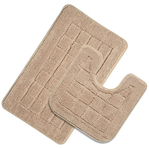 Juego De Alfombrillas De Baño De 2 Piezas Beige, Alfom...