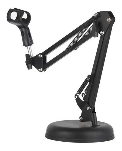 Kit 02 Pç Suporte Articulado De Mesa P/ Microfone Base Móvel Cor Preto