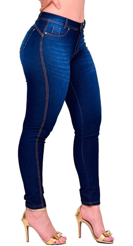 Kit 3 Calça Jeans Feminina Cintura Alta C/ Elastano Lycra