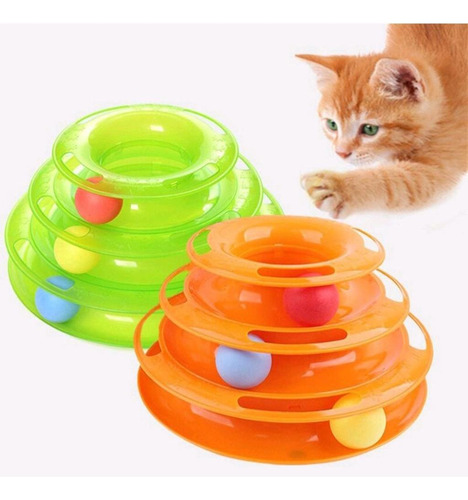 Brinquedo Interativo Gatos Corre Corre Torre De Bolinhas Cor Laranja