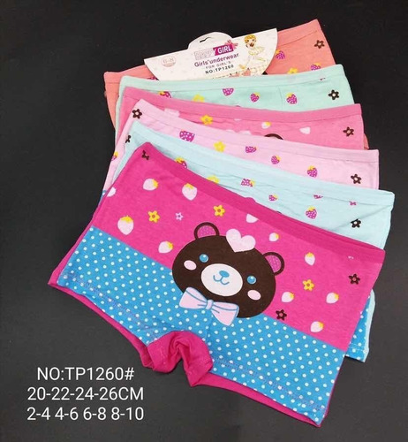 Imagen 3 de 6 de Pack 12 Pantaletas Algodón Niña Calzón Talla 2-10