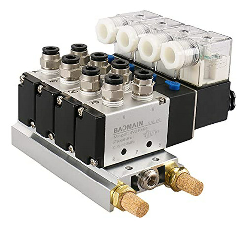 Válvula Solenoide Neumática 4v210-08 12v Dc Con Base