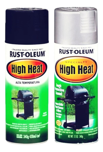 Pintura Aerosol Rustoleum Alta Temperatura Negro  Plata 340