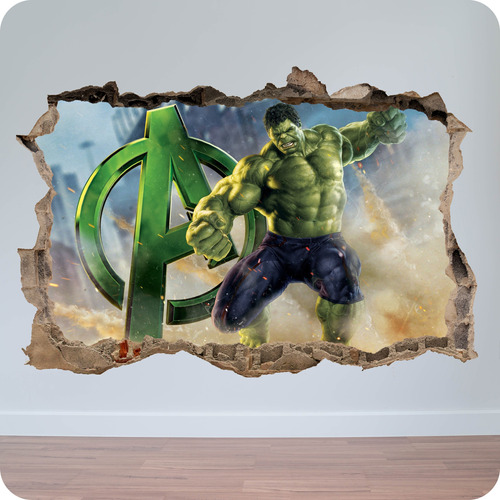 Vinilos Pared Rota 3d Gigante Mural Hulk 100x150