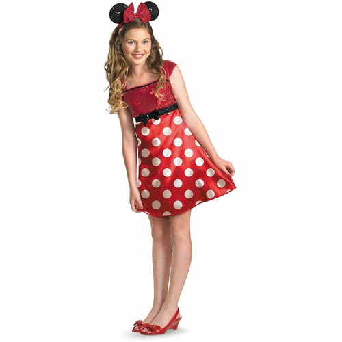 Disfraz Para Niña Minnie Mouse Rojo Talla M (7-8) Halloween