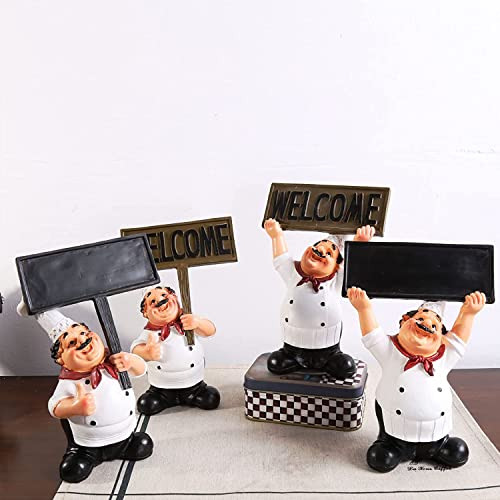 Estatua Chef Resina Pizarra Negra Escritura Cocina Francés C