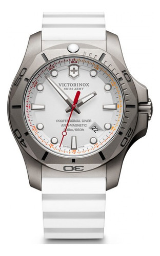 Correa de reloj Victorinox Pro Diver de titanio, color de bisel blanco, color de fondo gris oscuro, color de fondo blanco