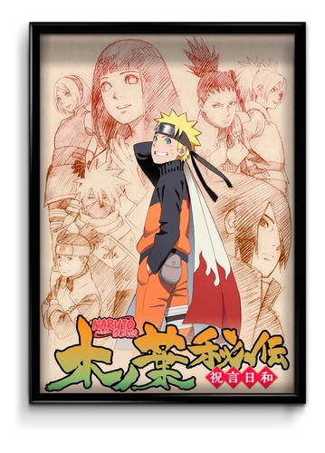 Cuadro Naruto Anime M2 30 X 40 Marco + Lámina + Vidrio