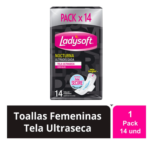 Toalla Femenina Ladysoft Ultradelgada Nocturna X14unid