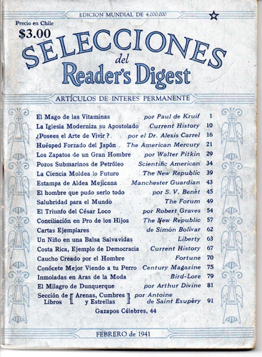 Selecciones Del Reader´s Digest Nº3 Febrero 1941