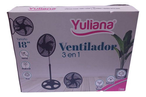 Ventilador 3 En 1 Piso Pedestal Pared 18in 5 Aspas Paq 2pz 45.72 Cm 60hz Negro Negro Plástico 5