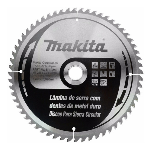 Disco Makita B-19249 Para Sierra Circular De 10 Pulgadas Color Gris negro