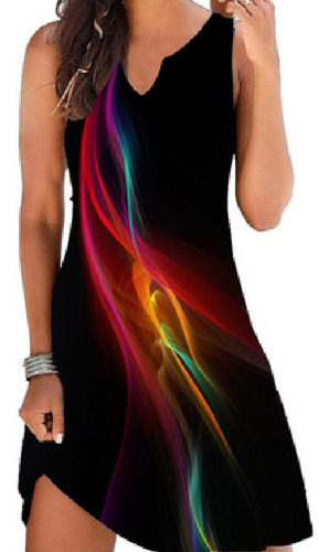 Vestido De Mujer En Forma De X, Casual, Sin Mangas, Estampad