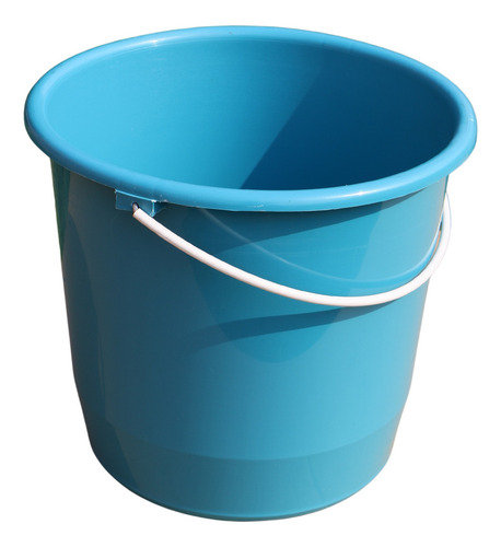 Cubeta De Plástico Flexible 16 Lt Asa Metal Resistente Color Azul Claro