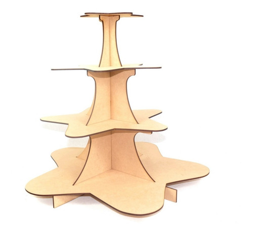 Imagen 2 de 6 de Base Estrella De 4 Pisos Para Cupcakes Muffins En Mdf