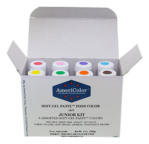Kit Junior Americolor Soft Gel Paste, 8 Colores, 0.75 Onzas