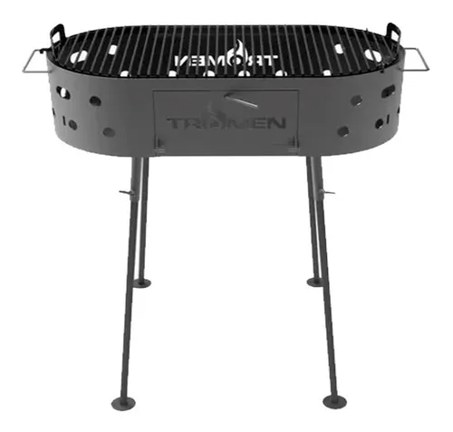 Parrilla móvil Tromen Duomo Oval 95.4cm de ancho 1.01m de alto 72cm de profundidad negra