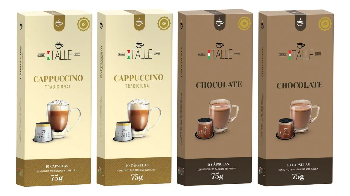 Capsulas Cafe Cappuccino Chocolate Lacteo Capsula Compativel Nespresso Café Italle Kit 40