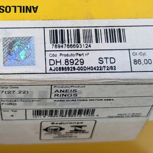 Aneis Segmento Std Ranger Transit 2.2 12/25 Dh8929