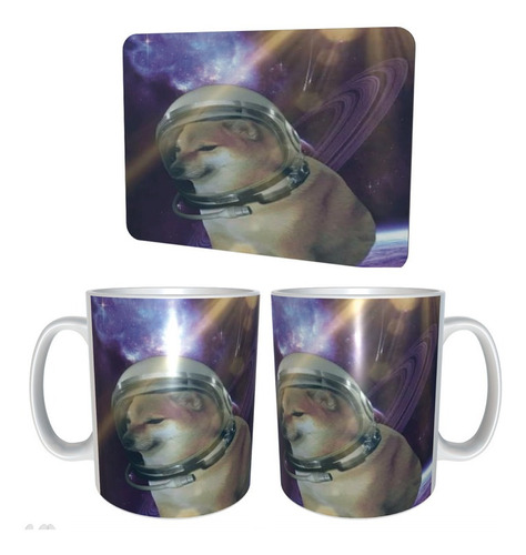 Kit Mouse Pad Perro Cheems Meme Astronauta Espacio