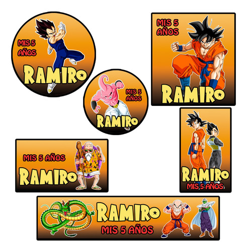 Kit 180 Stickers Personajes  Dragon Ball Candy Bar Etiqueta 