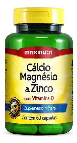 Cálcio Magnésio E Zinco 600mg 60cps Maxinutri