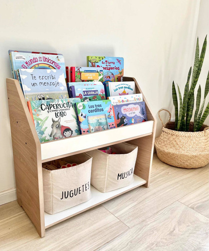 Biblioteca Montessori Con Estante Simil Madera