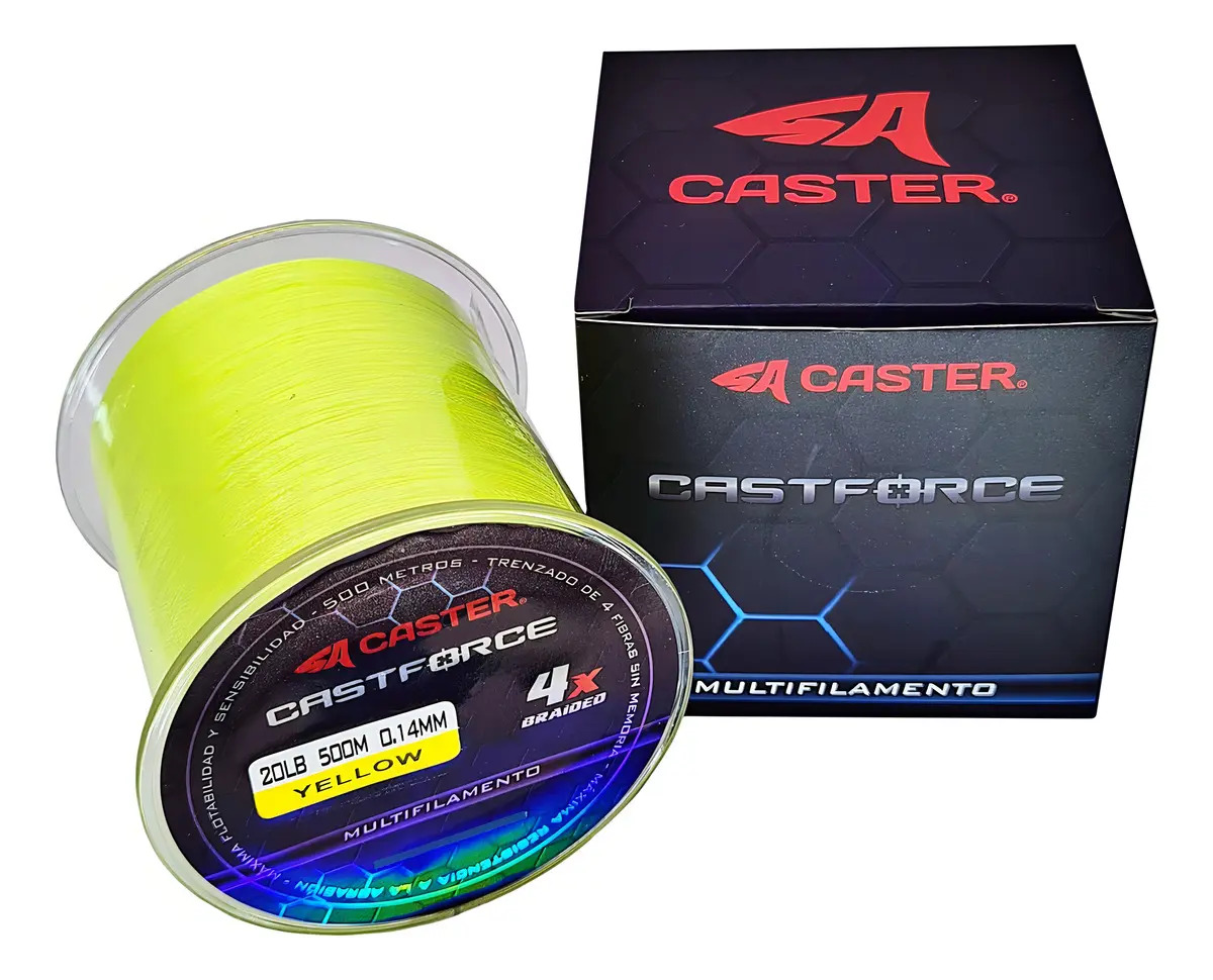 Multifilamento CASTER Castforce 4x 0.25mm 16,8kg 37lb Bobina 500m - Color Amarillo