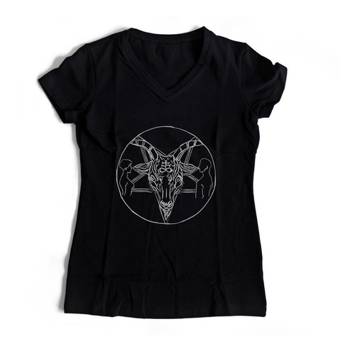 Playera Cuello V Mujer The Devil  By Revolución Tortilla 