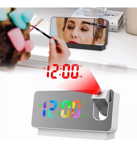 Reloj Despertador Digital Proyector Inalámbrico 11 Color Led