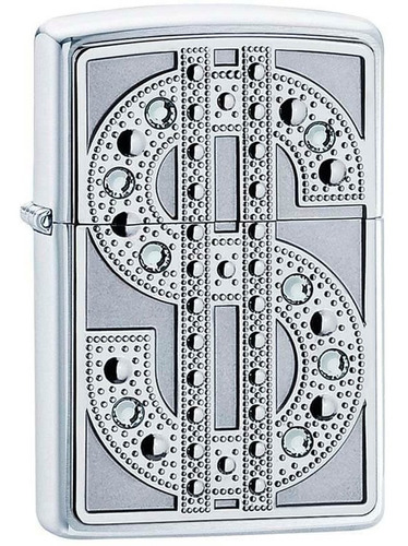 Encendedor Zippo Cromado Brillante Emblema Bling