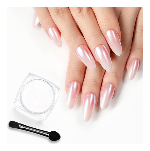 Polvo Para Uñas Cromado Blanco Para Uñas De Gel Perla Con Ef