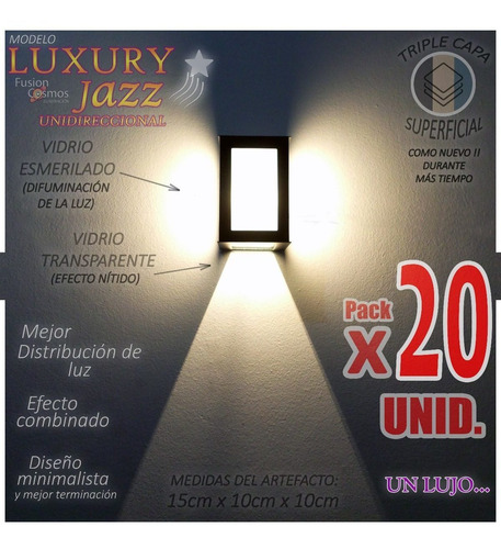 Difusor Unidireccional 20 Luces Para Pared De Patio Exterior