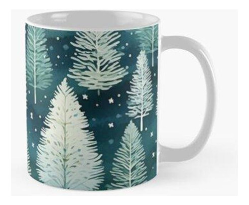 Taza Patrón De Abetos Nevados, Patrón De Árboles De Navidad.