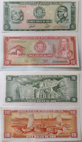 2 Billetes De Perú De 5 Y 10 Soles Sin Circular 